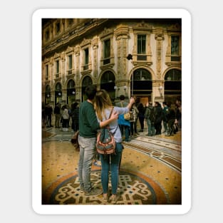 Italian Lovers Selfie Tourists Fashion Shops Architecture Milano Italy Sticker